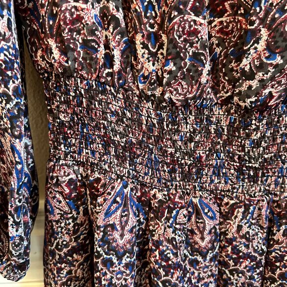 Joie Amedeo Silk Blouson Paisley Dress with Shirred Waist and Lace Yoke Size XS - Picture 11 of 14